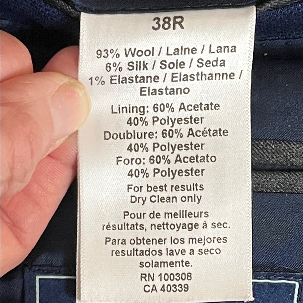 Peter Millar Excursionist Flex Blazer Navy Italian Wool/Silk Tailored Blazer 38R - Picture 12 of 17